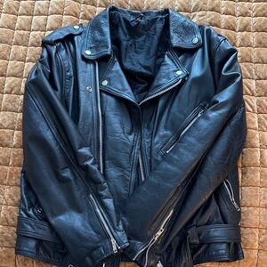 Vintage Black Leather Biker Jacket